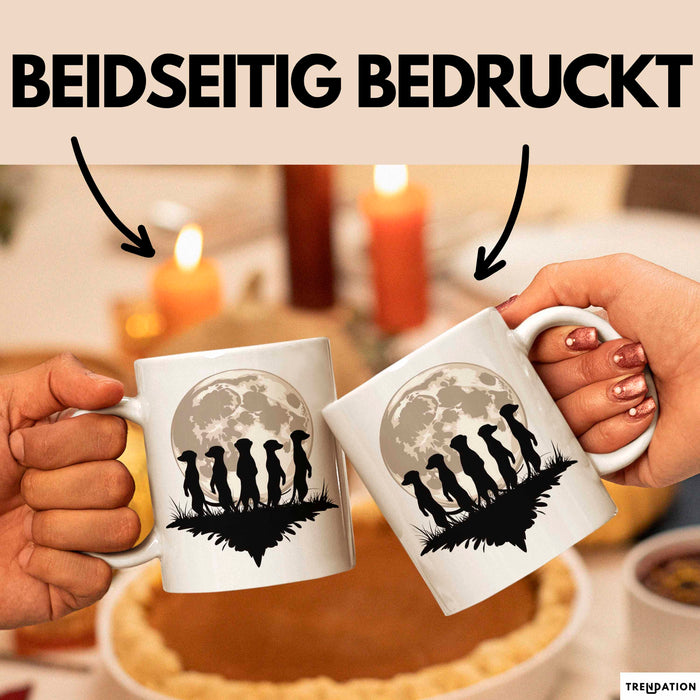 Erdmännchen Tier Mond Tasse Geschenk Lustige Geschenkidee Weiß Trendation