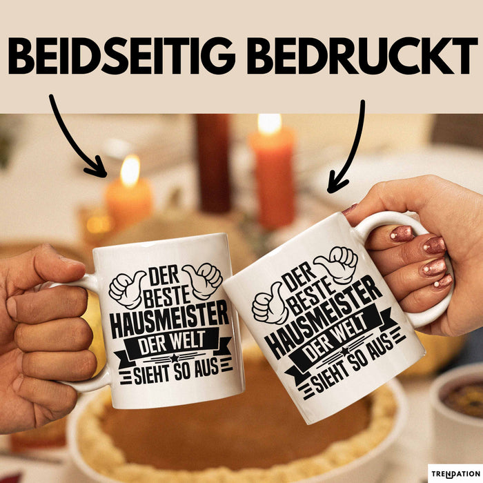 Hausmeister Tasse Geschenk Der Beste Hausmeister Der Welt Sieht So Aus Weiß Trendation