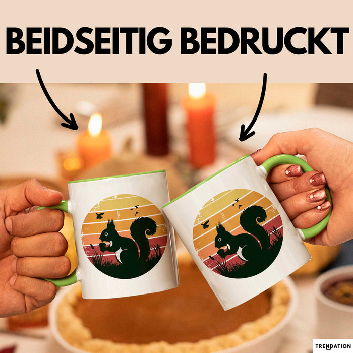 Eichhörnchen Tierliebhaber Retro Tasse Geschenk Lustige Geschenkidee Spruch Grün Trendation
