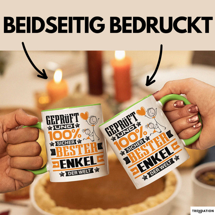 Enkel Geschenk Lustiger Spruch für Enkel Geschenkidee Bester Enkel Der Welt Grün Trendation