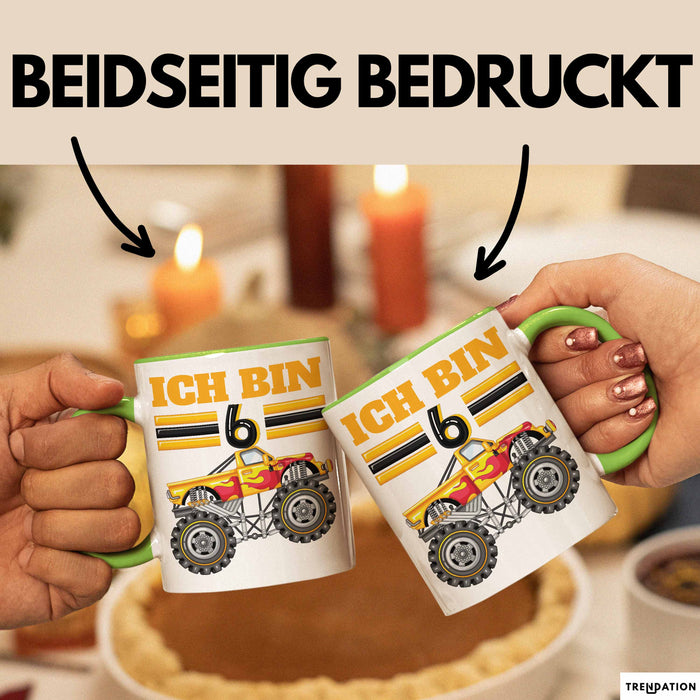 6. Geburtstag Geschenk Tasse Becher Jungs Trucks Geburtstagsgeschenk Ich Bin 6 Grün Trendation