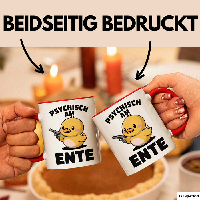 Quietscheente Tier Tasse Geschenk Lustige Geschenkidee Spruch Psychisch Am Ente Rot Trendation