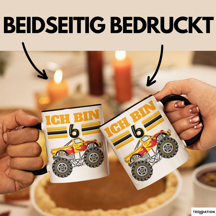 6. Geburtstag Geschenk Tasse Becher Jungs Trucks Geburtstagsgeschenk Ich Bin 6 Schwarz Trendation