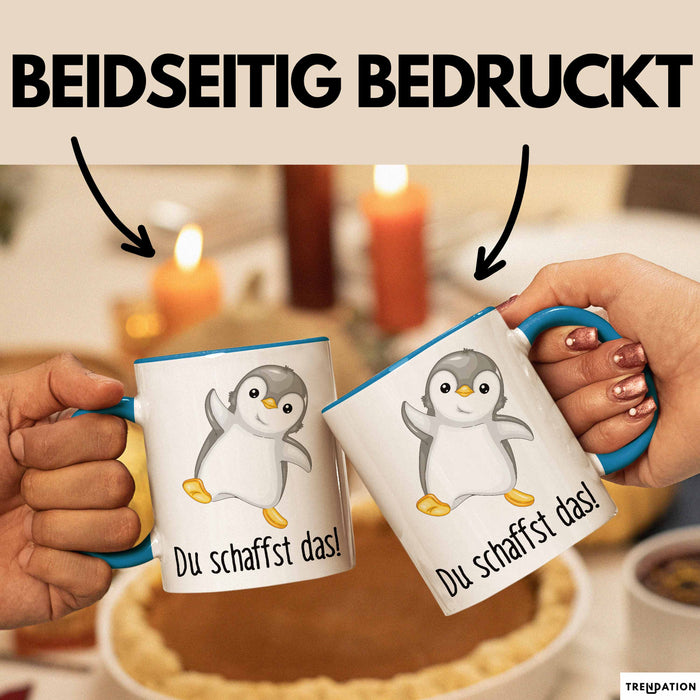 Mut Lustige Tasse Geschenk Süßer Pinguin Design Kaffeebecher Blau Trendation