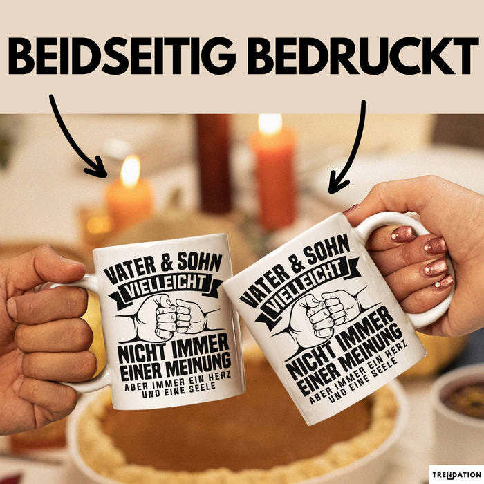 Vater & Sohn Tasse Geschenk Zum Vatertag Vielleicht Nicht Immer Einer Meinung Weiß Trendation