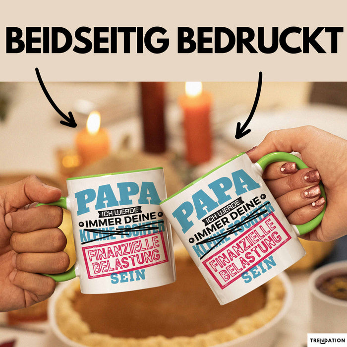 Witzige Tasse Geschenk Papa Tochter Finanzielle Belastung Spruch Grün Trendation