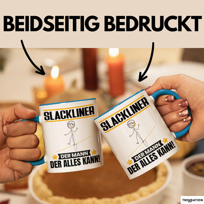 Slackliner Tasse Geschenk für Slackliner Der Mann Der Alles Kann Geschenkidee zum Geburtstag Blau Trendation