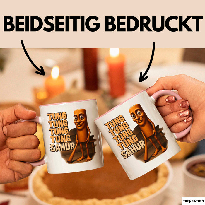 Tung Tung Tung Tung Sahur Tasse Meme Italienisch Geschenk Lustig Becher Rosa Trendation