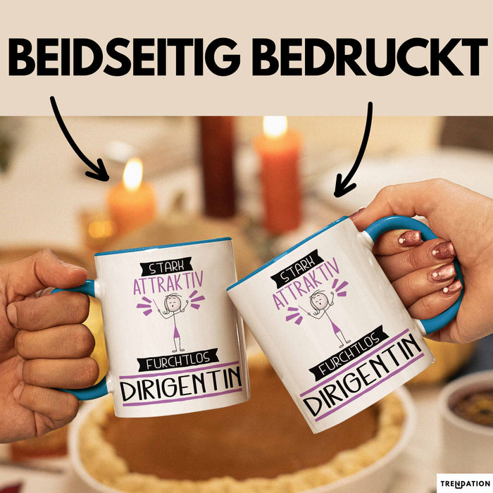 Dirigentin Tasse Geschenk Becher Stark Attraktiv Furchtlos Dirigentin Lustige Geschenkidee Blau Trendation