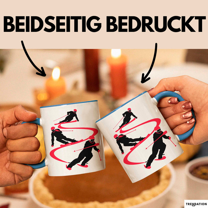 Ski Tasse Geschenk Grafik Skifahrer Becher Blau Trendation