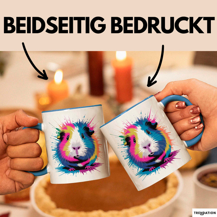 Buntes Meerschweinchen Tierliebhaber Tasse Geschenk Lustige Geschenkidee Spruch Blau Trendation