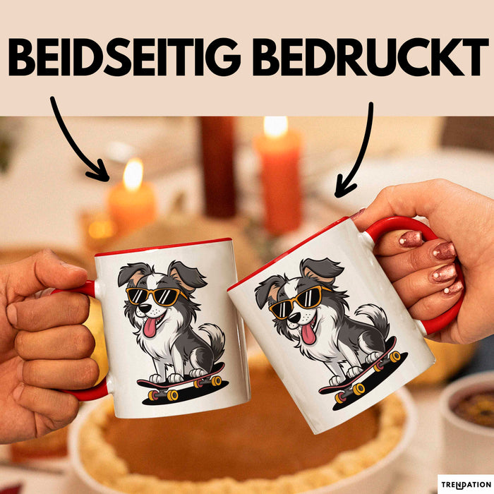 Hund Tierliebhaber Skateboard Tasse Geschenk Lustige Geschenkidee Spruch Rot Trendation