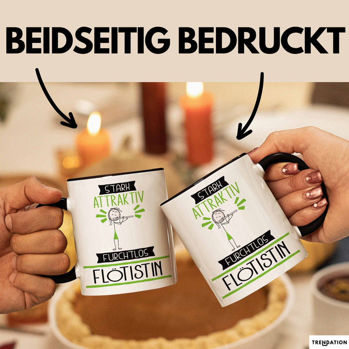 Flötistin Tasse Geschenk Becher Stark Attraktiv Furchtlos Flötistin Lustige Geschenkidee Trendation