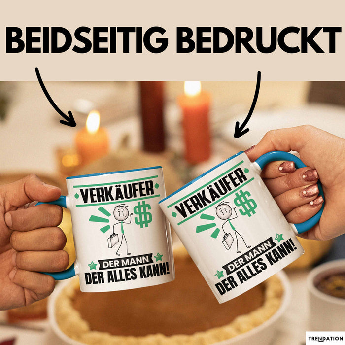 Verkäufer Tasse Geschenk für Verkäufer Der Mann Der Alles Kann Geschenkidee zum Geburtstag Blau Trendation