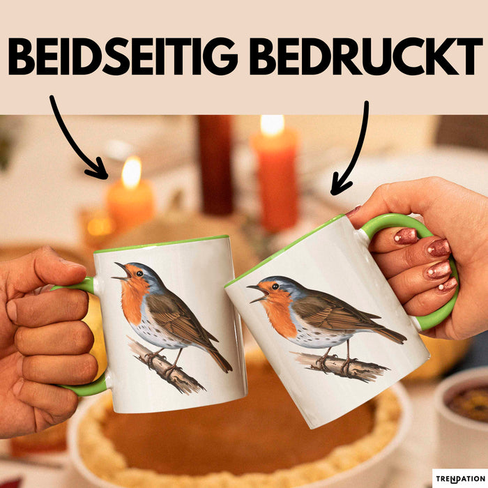 Rotkehlchen Vogel Beobachtet Singvögel Tasse Geschenk Lustige Geschenkidee Spruch Grün Trendation
