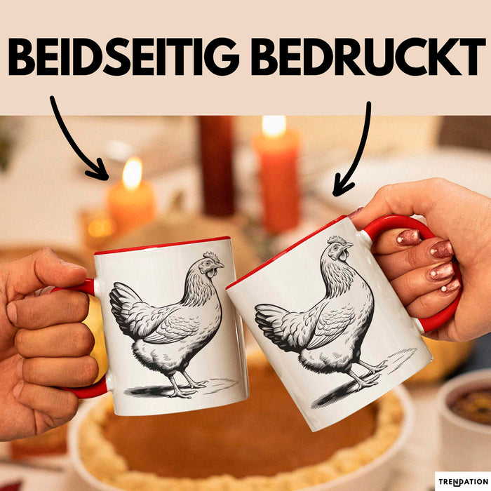Huhn Tier Bauer Tasse Becher Geschenk Lustige Geschenkidee Spruch Rot Trendation
