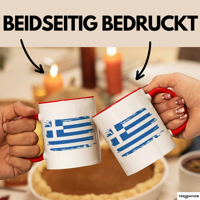 Griechenland Tasse Geschenk Grieche Flagge Kaffee-Becher Rot Trendation