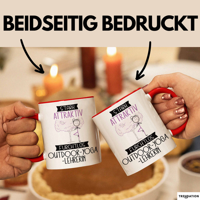 Outdoor-Yoga-Lehrerin Tasse Geschenk Becher Stark Attraktiv Furchtlos Outdoor-Yoga-Lehrerin Lustige Geschenkidee Rot Trendation