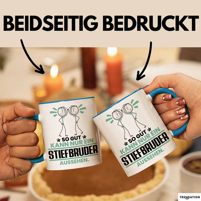 Stiefbruder Geschenk Tasse So Gut Kann Nur Ein Stiefbruder Aussehen Geschenkidee Kaffee-Becher Blau Trendation