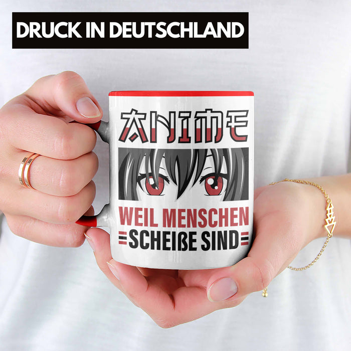 TRENDATION Anime Tasse Geschenk Spruch Kaffeetasse Rot Trendation