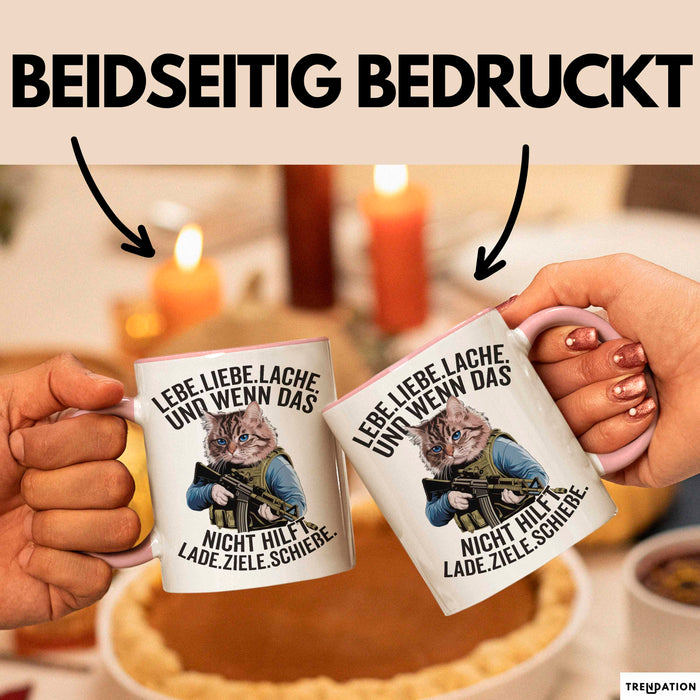 Sarkastische Katze Tasse Geschenk Lustige Geschenkidee Lebe Liebe Lache Rosa Trendation