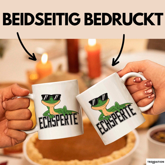 Reptil Leopardgecko Echse Tasse Geschenk Lustige Geschenkidee Spruch Echsperte Weiß Trendation