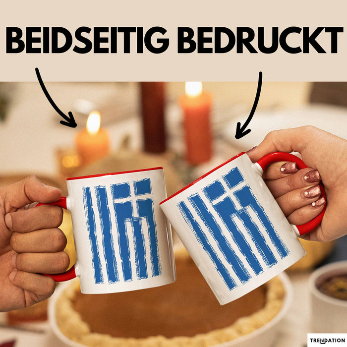 Griechenland Tasse Geschenk Grieche Flagge Hoch Kaffee-Becher Rot Trendation