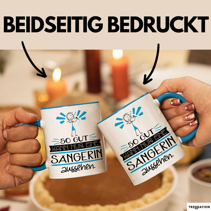 Sängerin Geschenk Tasse So Gut Kann Nur Eine Sängerin Aussehen Geschenkidee Geburtstag Weihnachten Lustig Blau Trendation