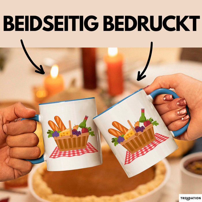 Picknick Fan Tasse Geschenkidee für Draußen Essen Liebhaber Blau Trendation