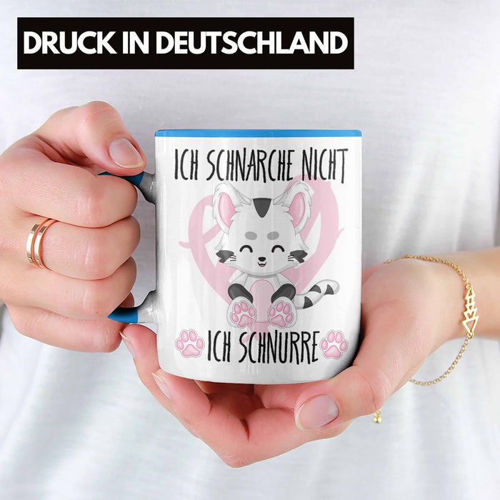Ich Schnarche Nicht Ich Schnurre Tasse Geschenk Frauen Katzenliebhaber Geschenkidee Blau Trendation