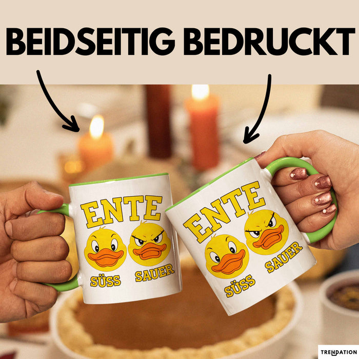 Quietscheente Tier Tasse Geschenk Lustige Geschenkidee Spruch Ente Süss Sauer Grün Trendation