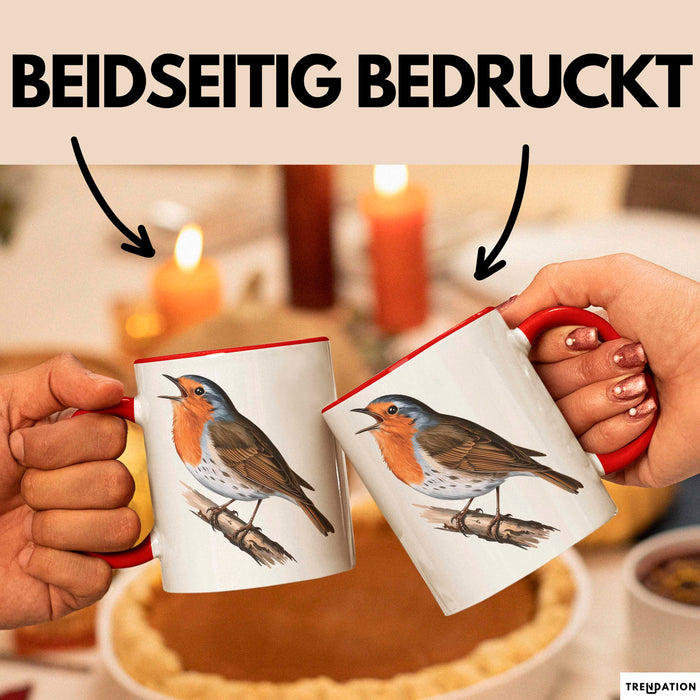 Rotkehlchen Vogel Beobachtet Singvögel Tasse Geschenk Lustige Geschenkidee Spruch Rot Trendation
