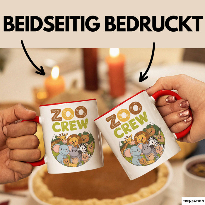 Zoo Tiere Liebhaber Tasse Geschenk Lustige Geschenkidee Spruch Zoo Crew Rot Trendation
