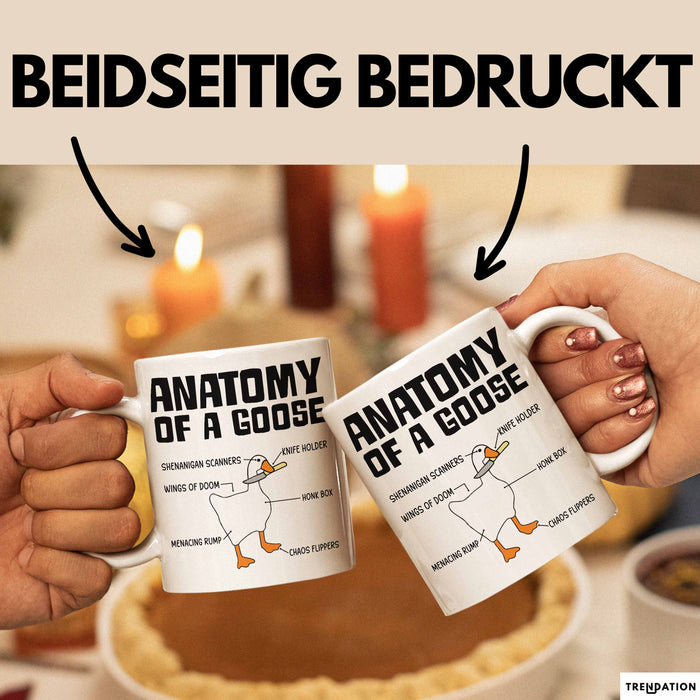 Gans Tasse Geschenk Mit Humor Anatomy Of A Goose Knife Holder Wings Of Doom Kaffee-Becher Weiß Trendation