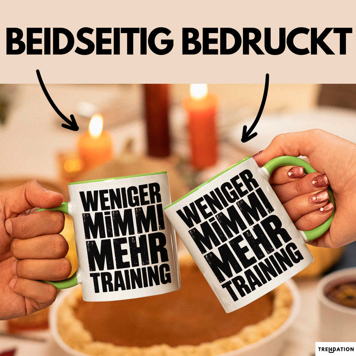 Fußballtrainer Fußballteam Tasse Geschenk Lustige Geschenkidee Spruch Weniger Mimimi Mehr Training Grün Trendation