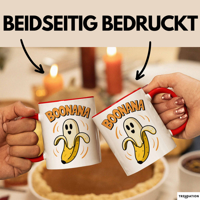 Banane Halloween Feier Tasse Geschenk Lustige Geschenkidee Spruch Boonana Rot Trendation