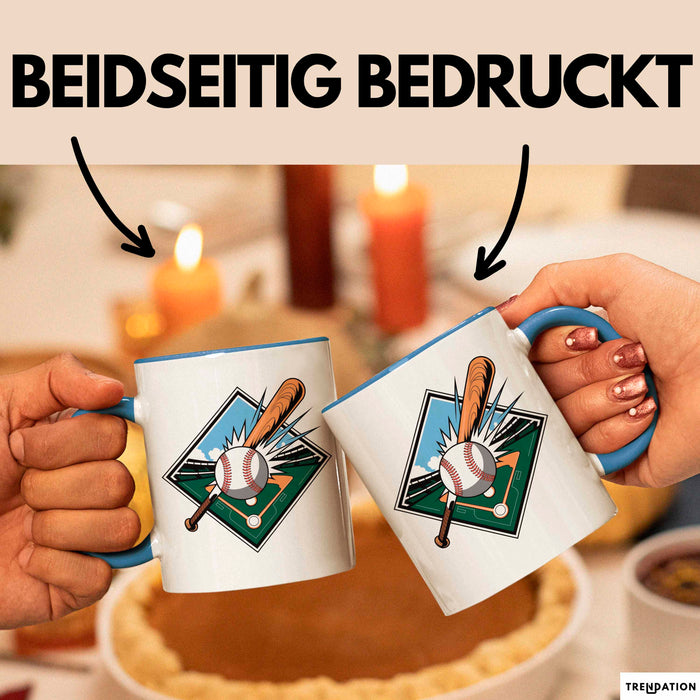 Baseballspieler Tasse Geschenkidee für Baseballliebhaber Blau Trendation