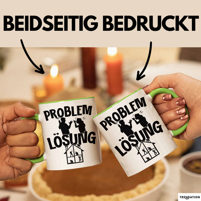 Handwerker Tasse Geschenk für Dachdecker Maler Männer Geschenkidee Problem und Lösung Handwerk Hausmeister Grün Trendation