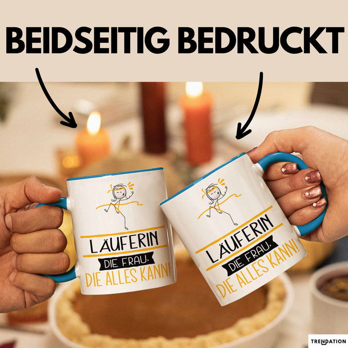 Läuferin Geschenk Tasse Becher Die Frau Die Allen Kann Geschenkidee für eine Läuferin Lustig Blau Trendation