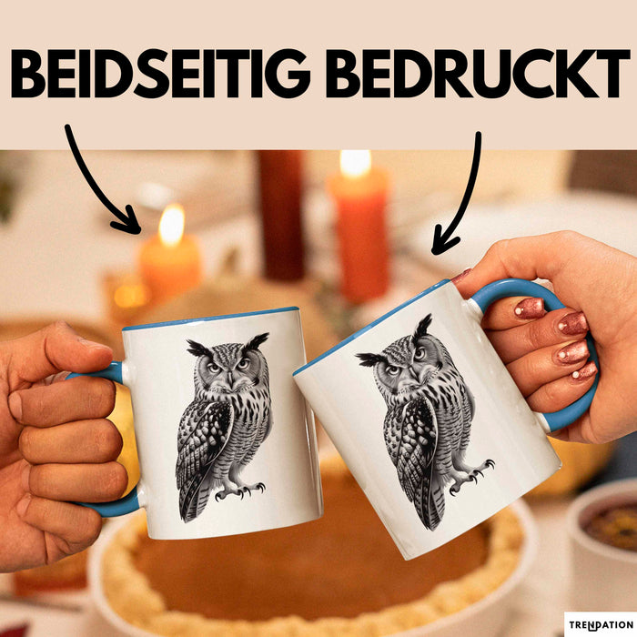 Eule Tierliebhaber Tasse Geschenk Lustige Geschenkidee Spruch Blau Trendation
