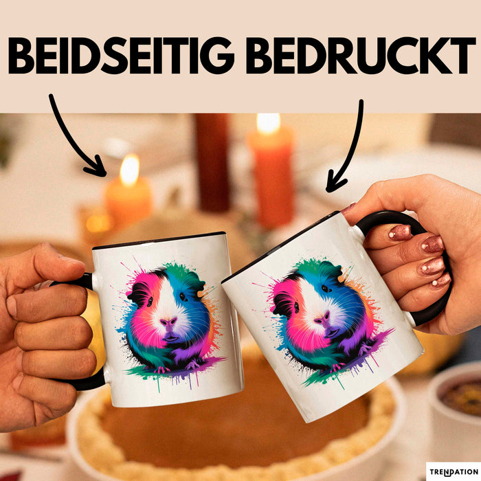 Buntes Meerschweinchen Tierliebhaber Tasse Geschenk Lustige Geschenkidee Spruch Schwarz Trendation