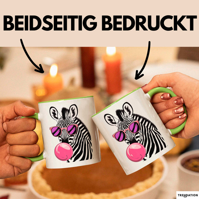 Zebra Kaugummi Tasse Geschenk Lustige Geschenkidee Spruch Grün Trendation