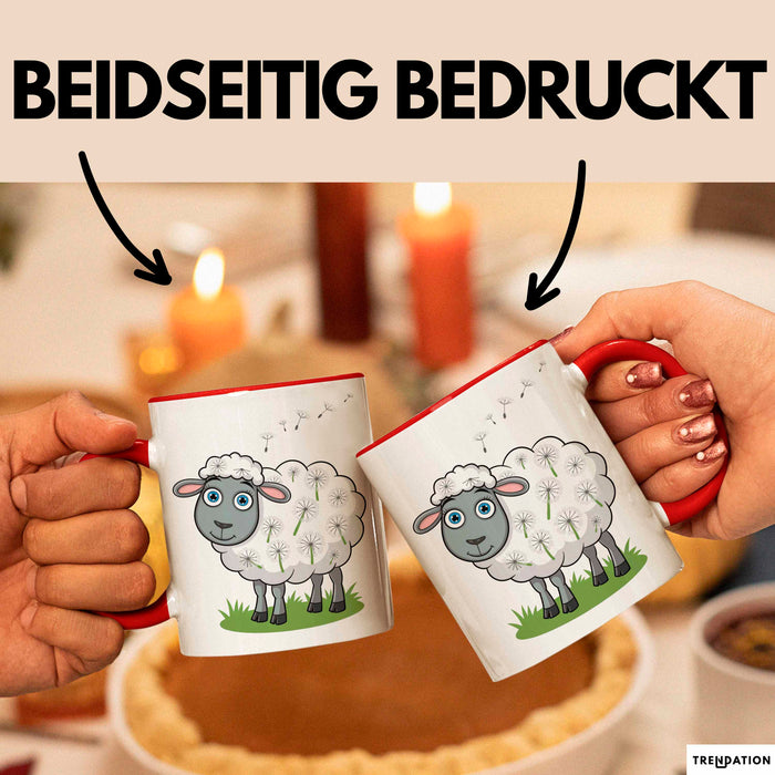 Schaf Tier Bauer Tasse Becher Geschenk Lustige Geschenkidee Spruch Rot Trendation