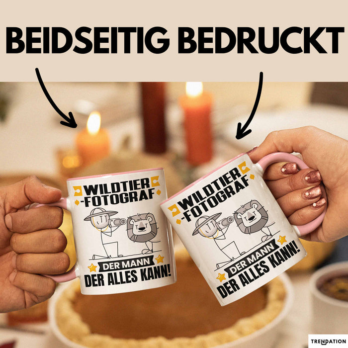 Wildtierfotograf Tasse Geschenk für Wildtierfotograf Der Mann Der Alles Kann Geschenkidee zum Geburtstag Rosa Trendation