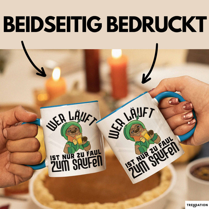 Wandern Tasse Geschenk für Wanderer Männer Geschenkidee Wer Läuft Ist Nur Zu Faul Zum Wandern Berge Wandern Blau Trendation