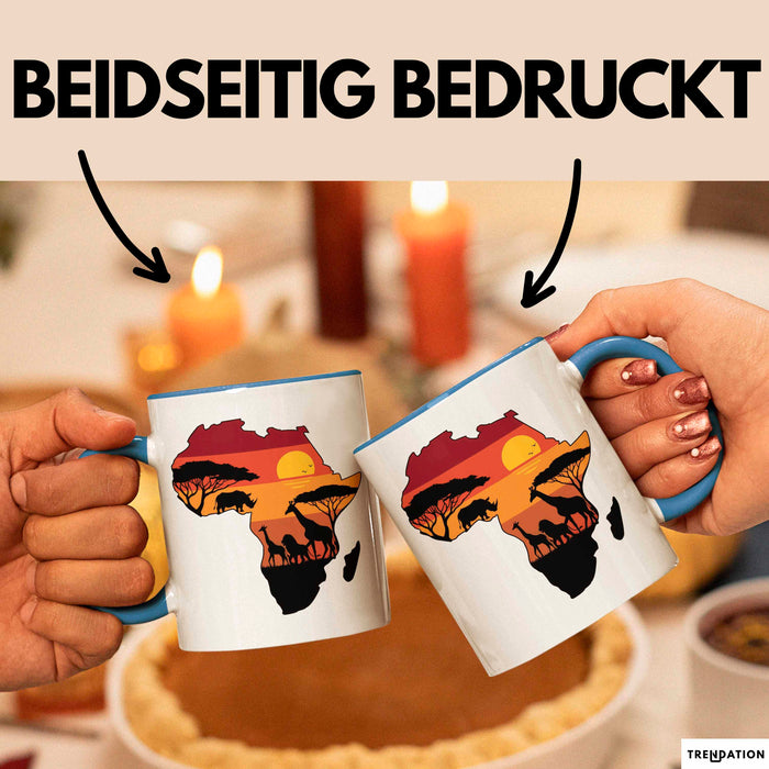 Afrika Karte Nashorn Tasse Geschenk Lustige Geschenkidee Spruch Blau Trendation