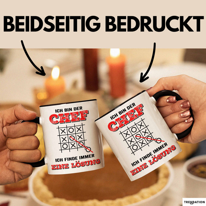 Büroarbeit Kollege Chef Tasse Geschenk Lustige Geschenkidee Spruch Ich Bin Der Chef Ich Finde Immer Eine Lösung Trendation
