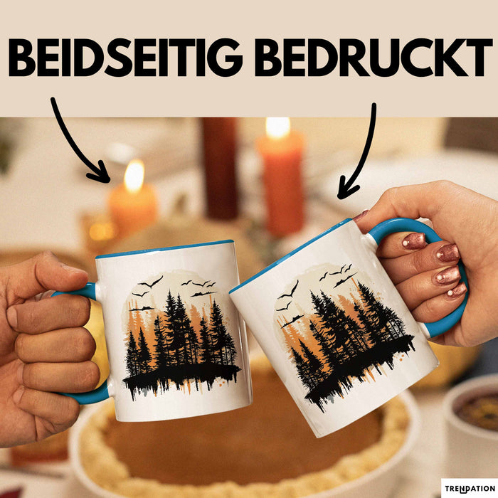 Wald Tasse Geschenk Wandern Geschenkidee Wanderlustige Blau Trendation