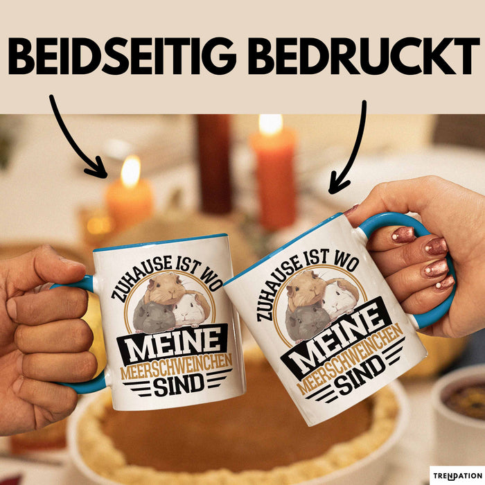 Meerschweinchen Geschenk Tasse Spruch Meerschweinchen-Besitzerin Geschenkidee Kaffee-Becher Blau Trendation