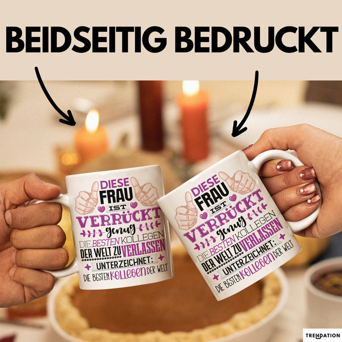 Kollegin Abschied Tasse Geschenk Abschiedsgeschenk Humorvoll Weiß Trendation